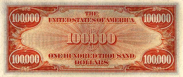$100,000 bill - back
