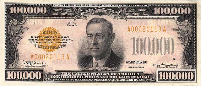 $100,000 bill - front