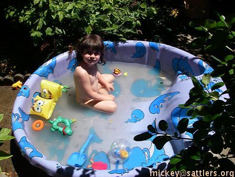 Lila in the wading pool